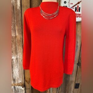 St. JOHN by Marie Gray Size 8 Tunic/Sweater Dress Knit Red Mock Neck CLASSIC